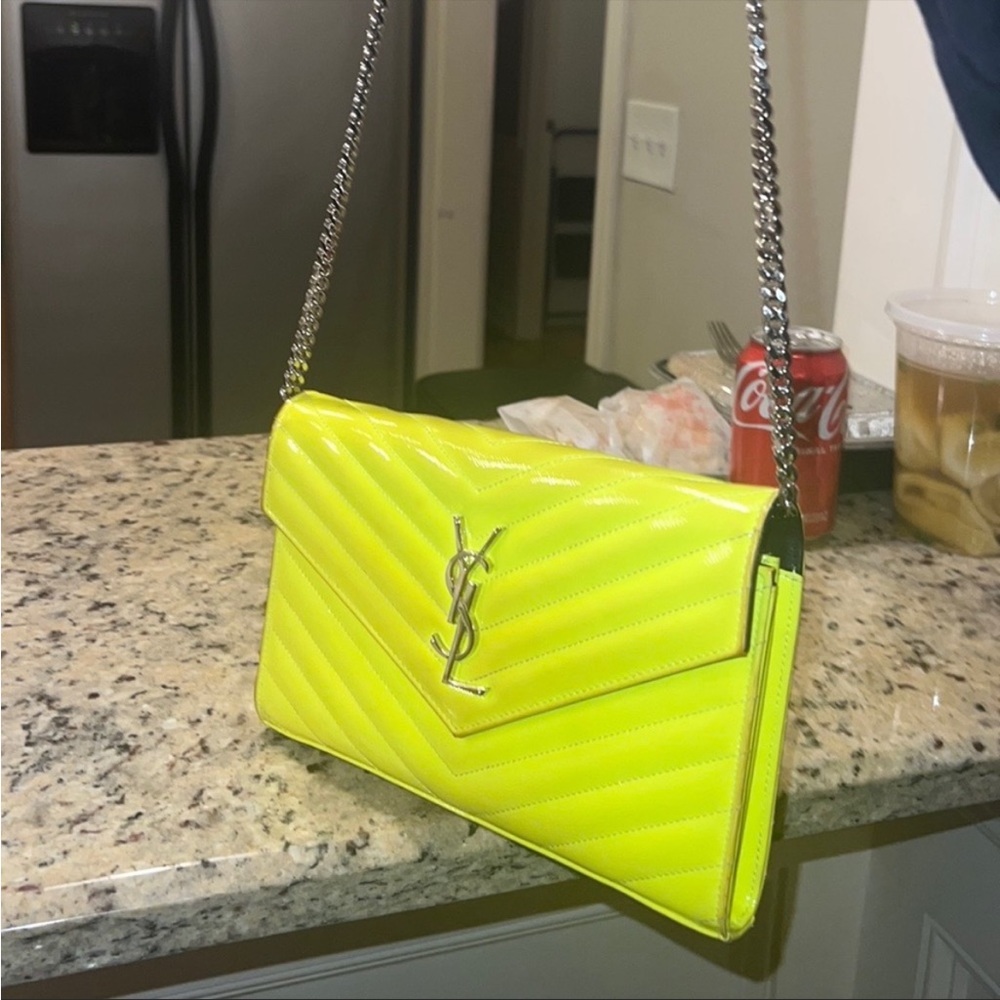 Rare- Ysl Neon Yellow Wallet on Chain